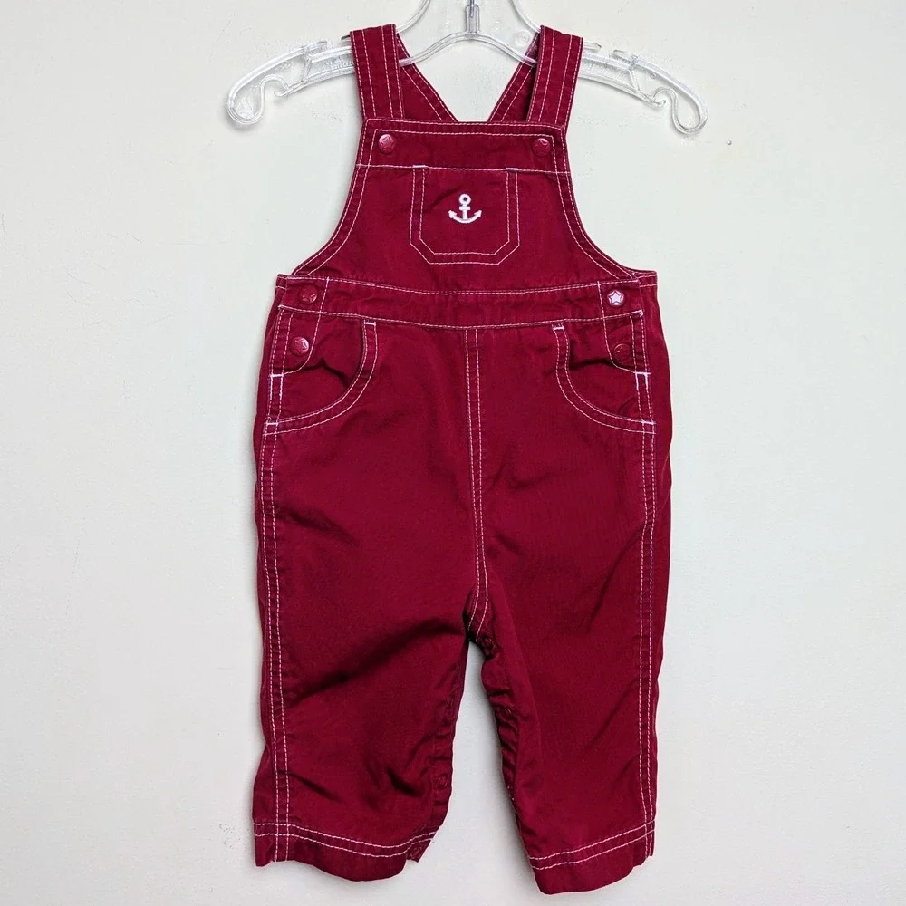 Vintage Gymboree Anchor Boat Nautical Red Bib Overalls 2002 Y2K 3-6 Months